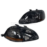 Fari Anteriori JDM Style Frecce Ambrate Interno Chrome Lente Smoke Honda Civic EJ EK Pre-Facelift 1996-1998 Phase 1