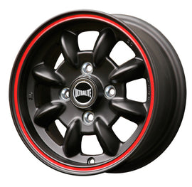 Cerchio in Lega ULTRALITE MINI WHEELS 12x5 ET30 4x101.6 BLACK WITH RED PINLINE