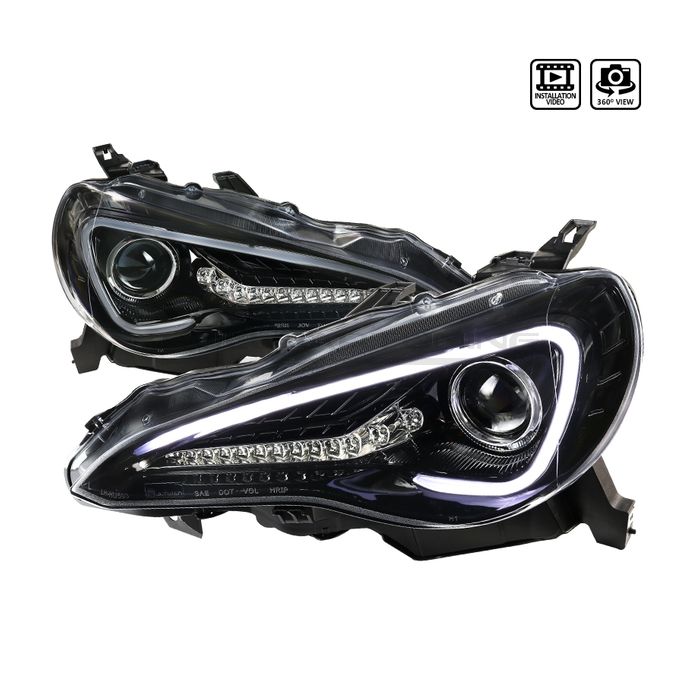 Fari Anteriori LED Bar con Sequential Turn Signal Lights Interno Nero Lucido Toyota GT86