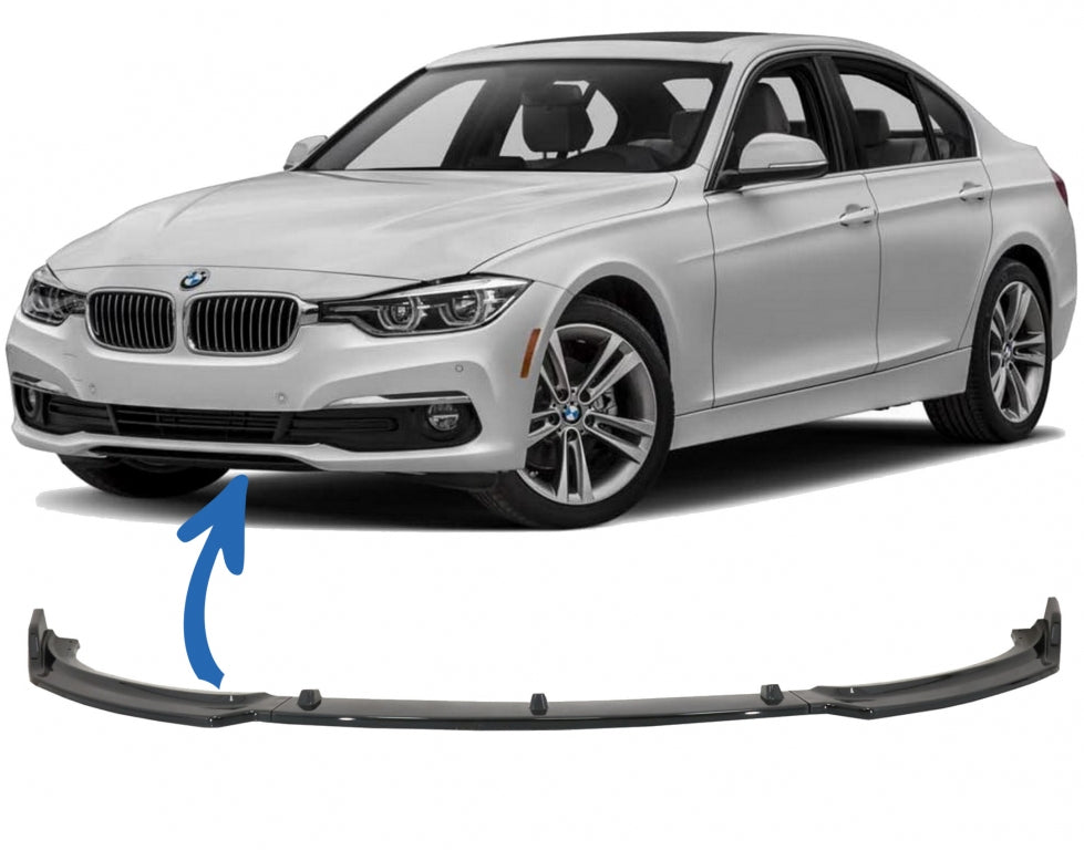 Lip Paraurti Anteriore BMW Serie 3 F30 Sedan F31 Touring (2011-2019) Standard Bumper Nero Lucido Edition
