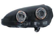 Carica l'immagine nel visualizzatore di Gallery, Fari Anteriori Angel Eyes Dual Halo Rims VW Golf 5 V (2003-2007) LHD or RHD nero