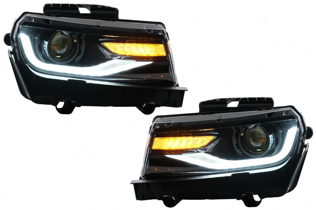 Fari Anteriori LED DRL Chevrolet Camaro Mk5 Facelift (2014-2015) Sequential Amber Dynamic Turning Lights Conversione in 2016+ Look