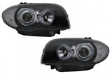 Fari Anteriori BMW Seria 1 E81 E82 E87 E88 (2004-2011) Angel Eyes 2 Halo Rims Nero