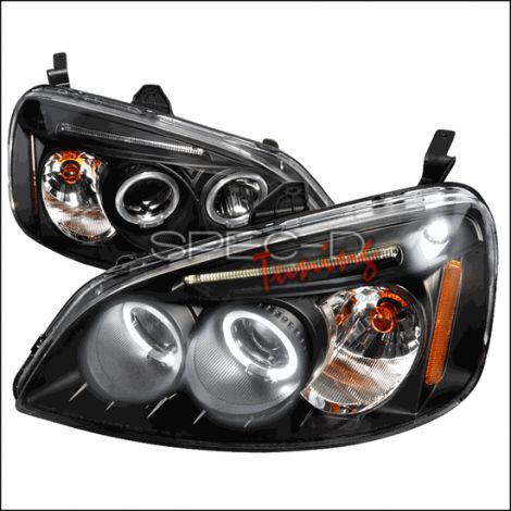 Honda Civic EP 01-03 2 Porte Fari Anteriori doppio anello Neri