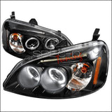 Honda Civic EP 01-03 2 Porte Fari Anteriori doppio anello Neri