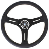 Volante Nardi Competition, Pelle perforata nera, Raggi neri, Cuciture grigie, 40 mm Dish, Ø33 cm