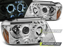Carica l&#39;immagine nel visualizzatore di Gallery, Fari Anteriori CHRYSLER JEEP GRAND CHEROKEE 99-05.05 ANGEL EYES CHROME