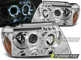 Fari Anteriori CHRYSLER JEEP GRAND CHEROKEE 99-05.05 ANGEL EYES CHROME