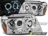 Fari Anteriori CHRYSLER JEEP GRAND CHEROKEE 99-05.05 ANGEL EYES CHROME