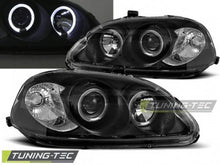 Carica l&#39;immagine nel visualizzatore di Gallery, Fari Anteriori HONDA CIVIC EJ EK 03.99-02.01 ANGEL EYES BLACK