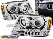 Carica l&#39;immagine nel visualizzatore di Gallery, Fari Anteriori CHRYSLER JEEP GRAND CHEROKEE 99-05.05 ANGEL EYES CHROME
