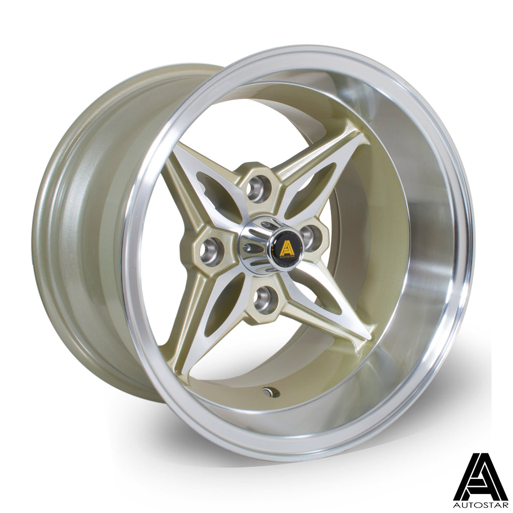 Cerchio in lega Autostar Kanji 14x9 4x114.3 ET13 Gold Polished Lip