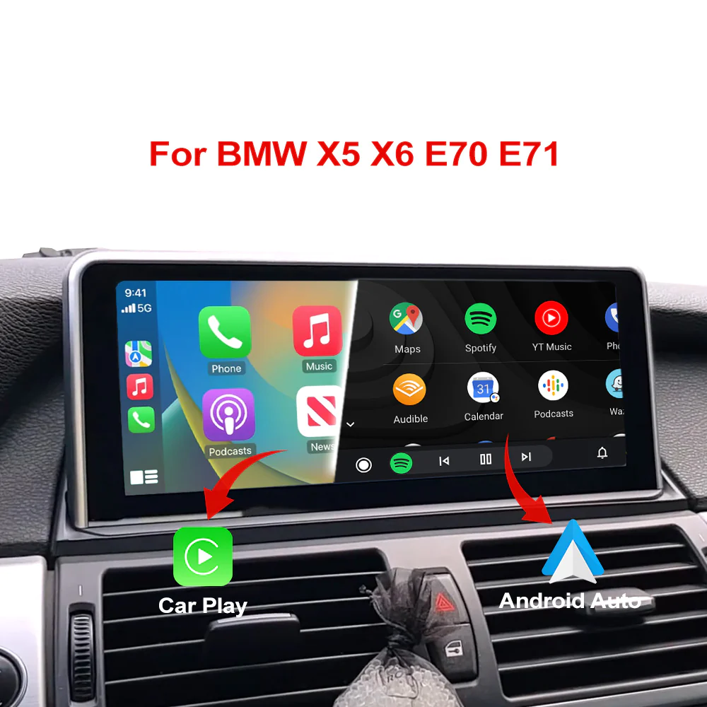 Wireless Apple CarPlay Android Auto Car Multimedia 10.25" BMW X5 X6 E70 E71 E72 sistema Originale CCC CIC 2007-2013 Head Unit Touch Screen