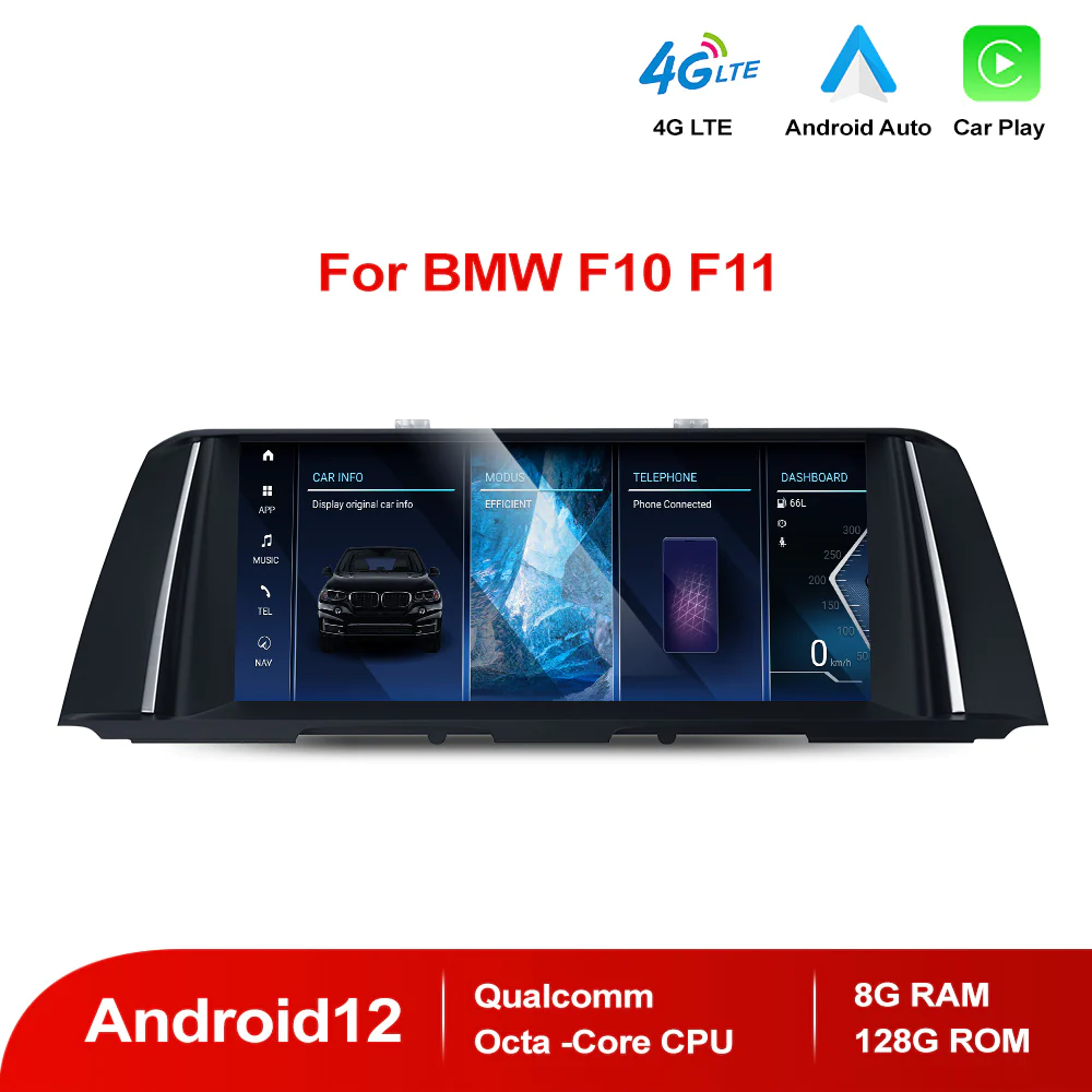 Android Carplay 10.25" 12.0 8G+128G Qualcomm 8 core IPS Car Smart Navigation Core Radio BMW Serie 5 F10 F11 F18 Original CIC NBT System