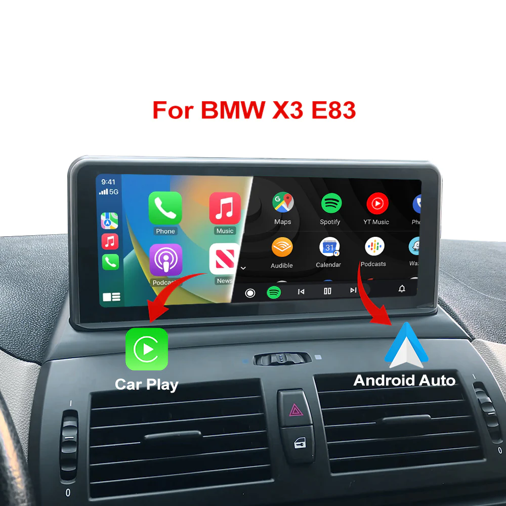 Wireless CarPlay 10.25" Android Auto BMW X3 E83 2003-2010 senza Sistema multimediale originale con Monitor camera posteriore Touch Screen