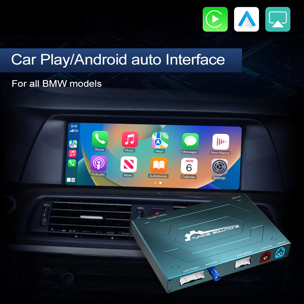 Wireless CarPlay Android Auto MMI Prime BMW Serie 1 2 3 4 5 6 7 X1 X3 X4 X5 X6 X7 I3 I8 e Mini F54, F55, F56, F57, F60/R60, R61 con sistema CIC NBT EVO  GPS Navigation Kit