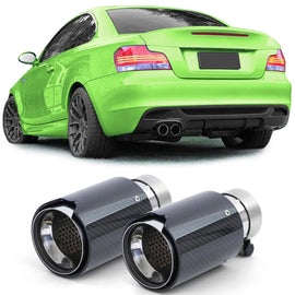 2x 90mm carbonio scarico terminale di scarico con ammortizzatore per Serie 1 BMW E81 E82 E87 E88 2004-13