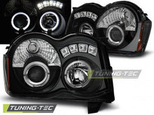 Carica l&#39;immagine nel visualizzatore di Gallery, Fari Anteriori CHRYSLER JEEP GRAND CHEROKEE 08-10 ANGEL EYES BLACK