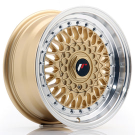 Cerchio in Lega JAPAN RACING JR9 15x7 ET20 con foratura su misura Gold w/ Machined Lip