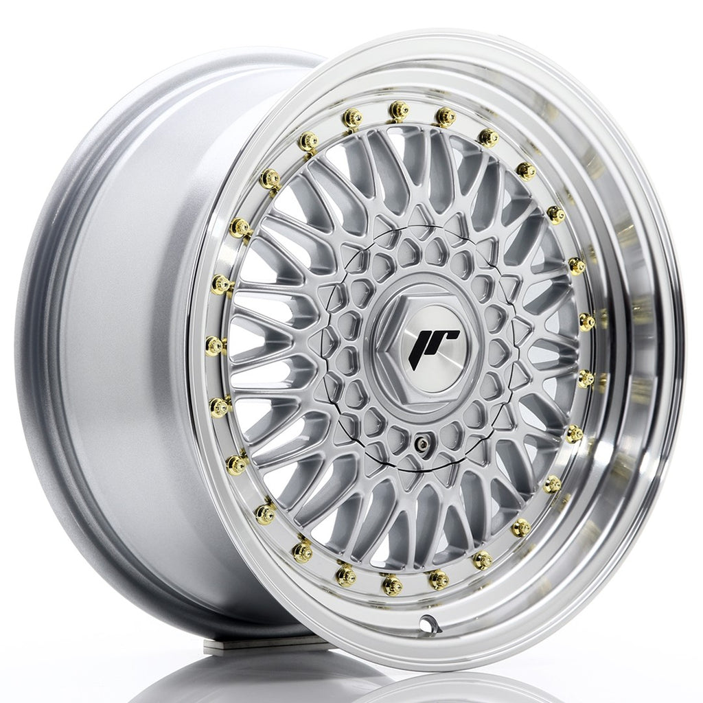 Cerchio in Lega JAPAN RACING JR9 16x7,5 ET25 con foratura su misura Silver w/ Machined Lip