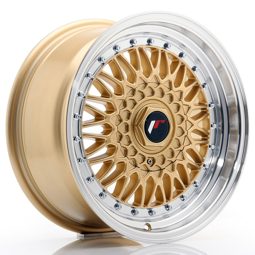 Cerchio in Lega JAPAN RACING JR9 16x7.5 ET25 con foratura su misura Gold w/Machined Lip