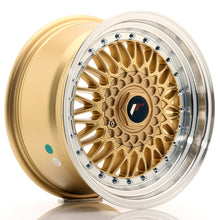 Load image into Gallery viewer, Cerchio in Lega JAPAN RACING JR9 16x8 ET25 con foratura su misura Gold w/ Machined Lip