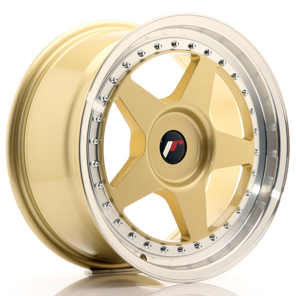 Cerchio in Lega JAPAN RACING JR6 17x8 ET20-35 con foratura su misura Gold w/Machined Lip