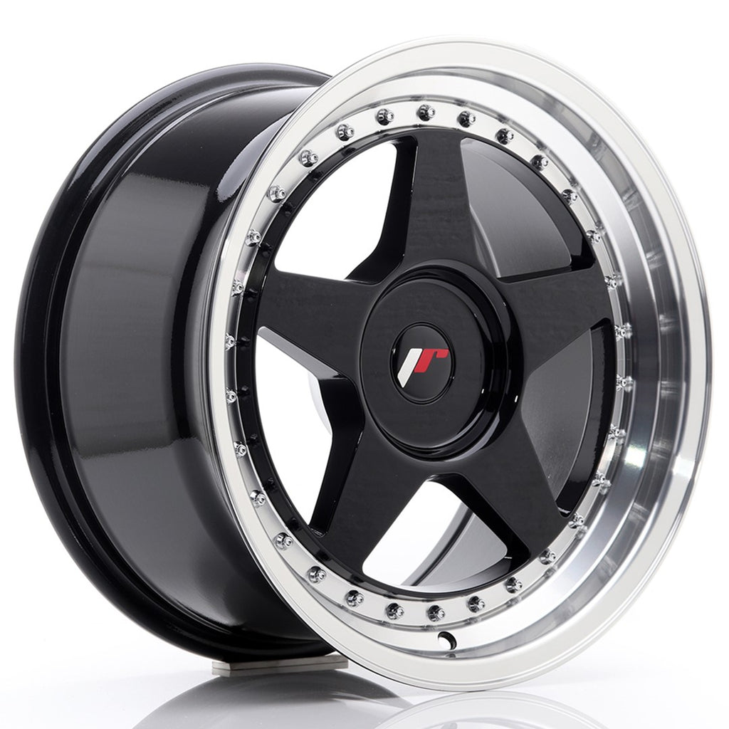 Cerchio in Lega JAPAN RACING JR6 17x9 ET20-35 con foratura su misura Glossy Black w/Machined Lip