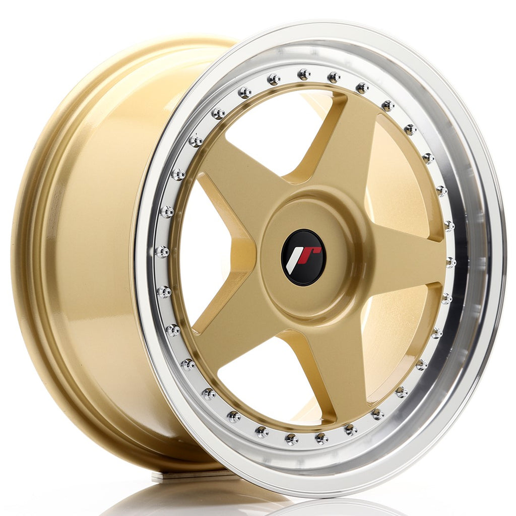 Cerchio in Lega JAPAN RACING JR6 18x8.5 ET20-40 con foratura su misura Gold w/Machined Lip