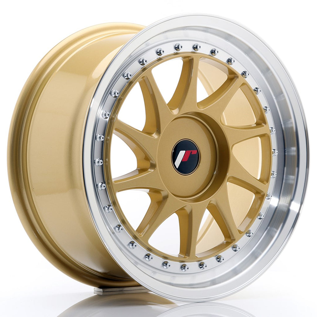 Cerchio in Lega JAPAN RACING JR26 17x8 ET35 con foratura su misura Gold w/Machined Lip