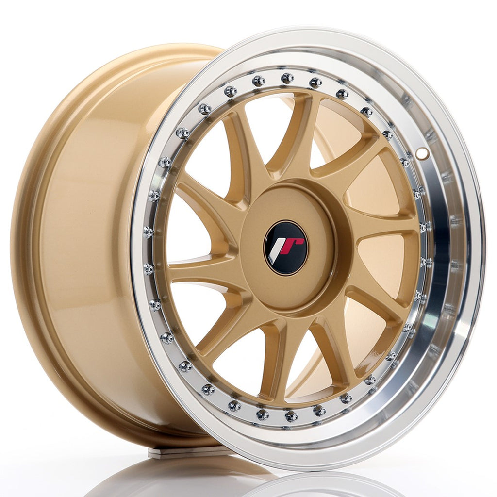 Cerchio in Lega JAPAN RACING JR26 17x9 ET20-35 con foratura su misura Gold w/Machined Lip