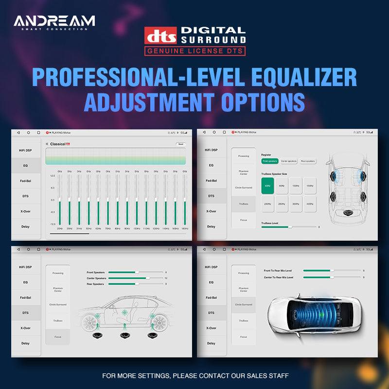 Andream Android 14.0 Schermo Auto 2K DTS DSP Amplificatore Digitale Fibra Ottica Carplay