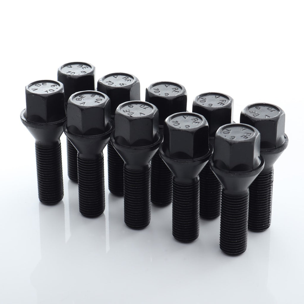 Bulloni Ruota HEX17 Conici 12x1,25 x39mm Neri (Set 10)