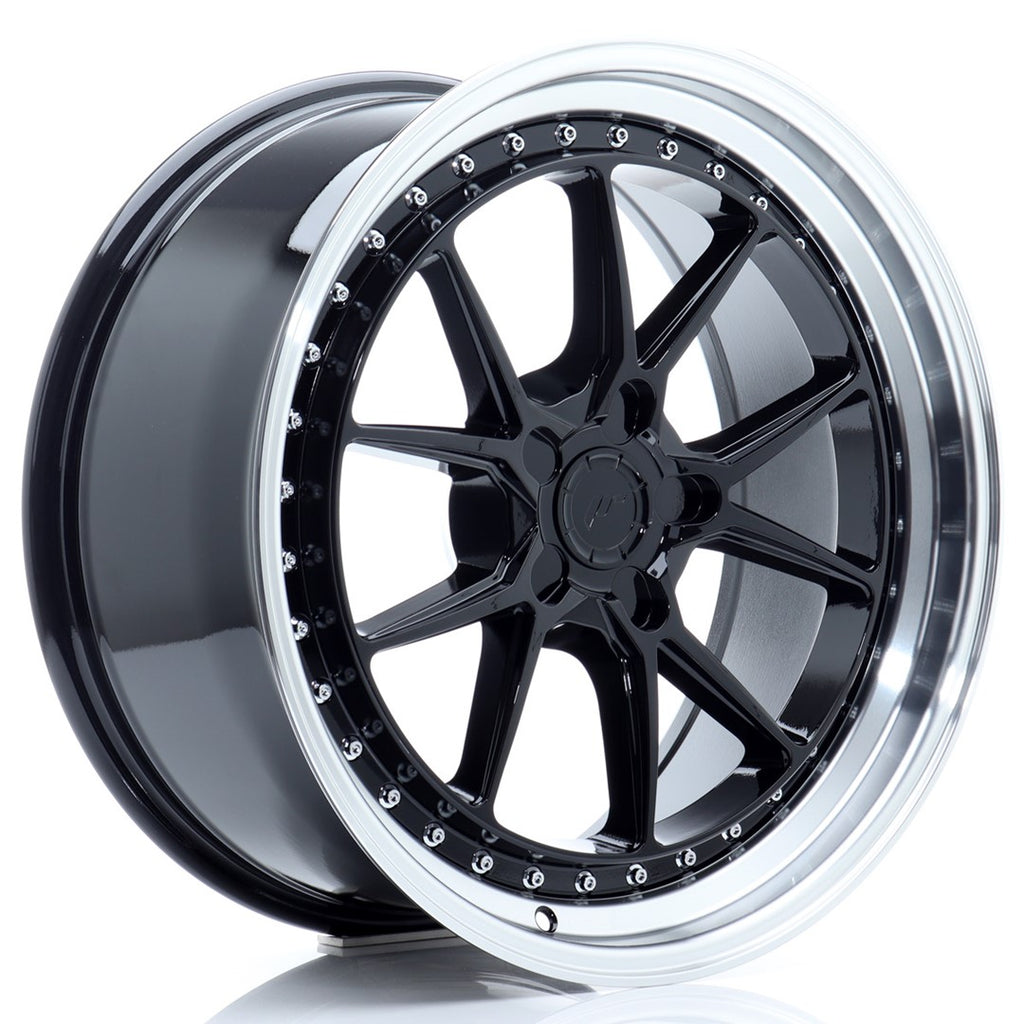 Cerchio in Lega JAPAN RACING JR39 19x8,5 ET15-35 5H con foratura su misura Gloss Black w/ Machined Lip