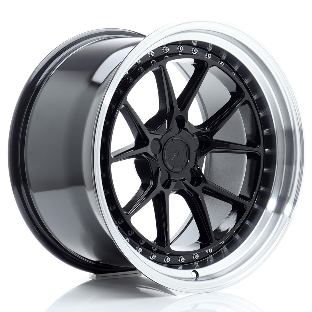 Cerchio in Lega JAPAN RACING JR39 18x10,5 ET15-22 5H con foratura su misura Gloss Black w/ Machined Lip