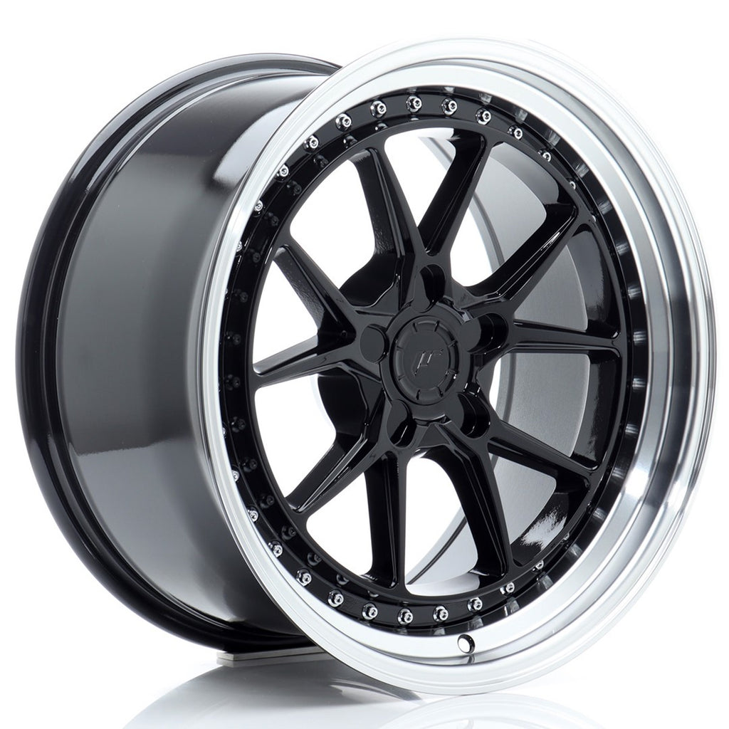 Cerchio in Lega JAPAN RACING JR39 18x9,5 ET15-35 5H con foratura su misura Gloss Black w/ Machined Lip