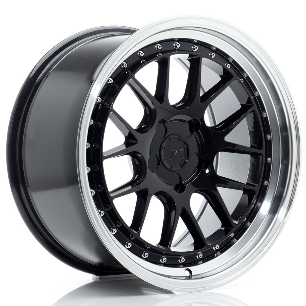 Cerchio in Lega JAPAN RACING JR40 18x9.5 ET15-35 5H con foratura su misura Glossy Black w/Machined Lip