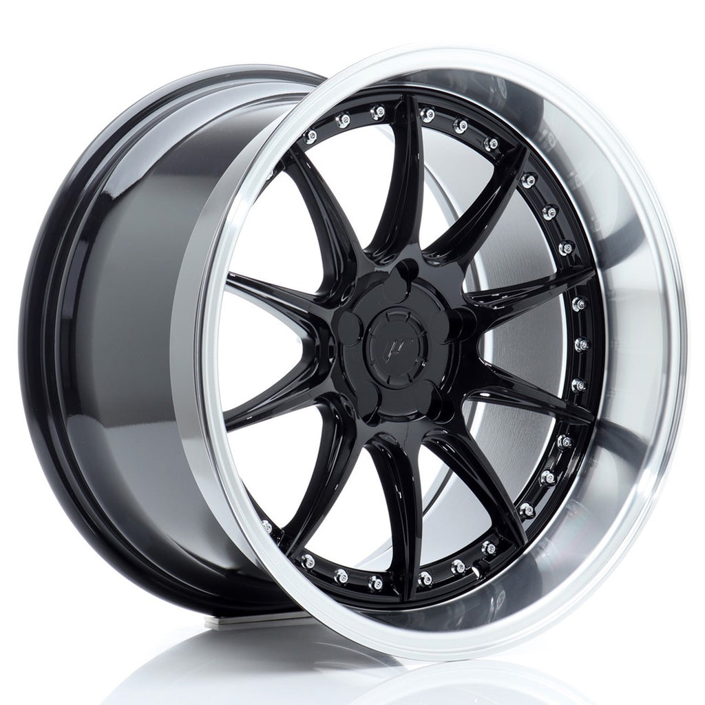 Cerchio in Lega JAPAN RACING JR41 18x10.5 ET15-25 5H con foratura su misura Glossy Black w/Machined Lip