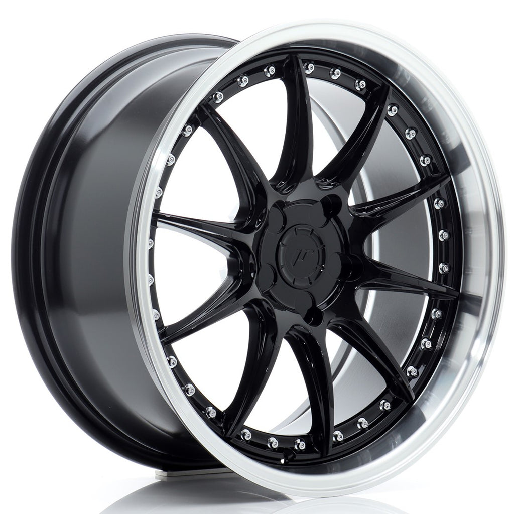 Cerchio in Lega JAPAN RACING JR41 18x8,5 ET15-35 5H con foratura su misura Gloss Black w/ Machined Lip