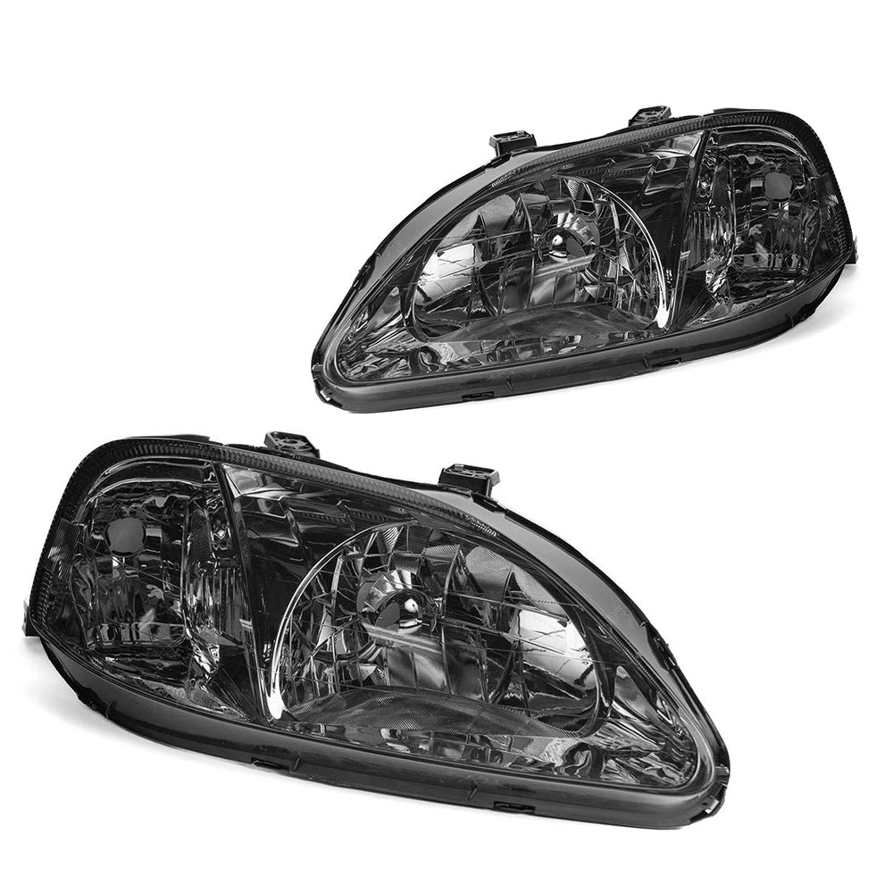 Fari Anteriori JDM Style SK-Import Neri e Cromati Lente Fumé Honda Civic EK EJ Facelift Phase 2