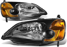 Carica l'immagine nel visualizzatore di Gallery, Fari Anteriori SK-Import Neri Lente Ambrata Honda Civic EM2 ES Pre Facelift