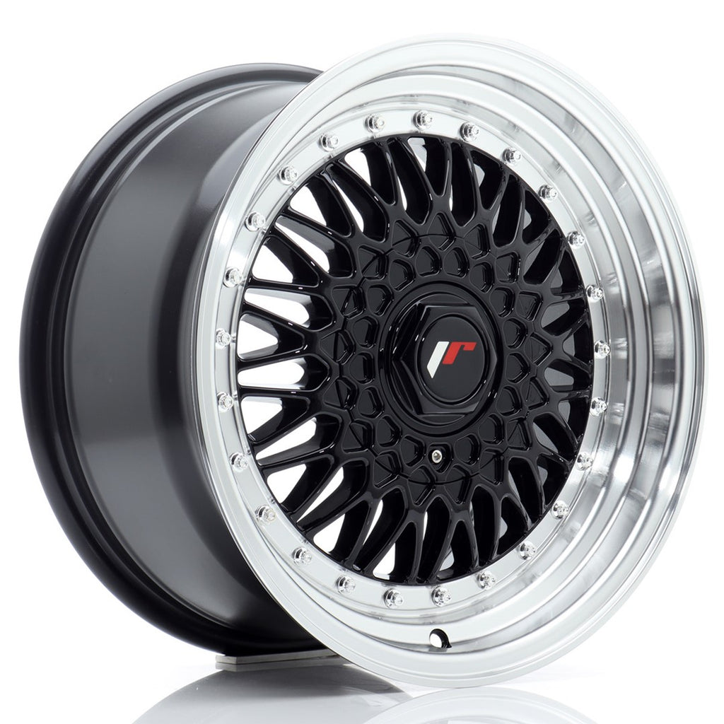 Cerchio in Lega JAPAN RACING JR9 16x8 ET25 con foratura su misura Gloss Black w/ Machined Lip