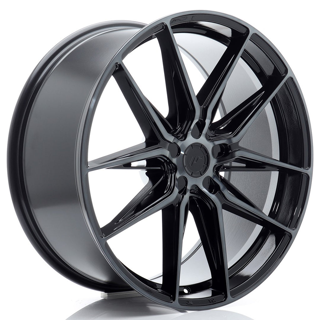 Cerchio in Lega JAPAN RACING JR44 21x9 ET20-40 5H con foratura su misura Black Machined w/ Tinted Face