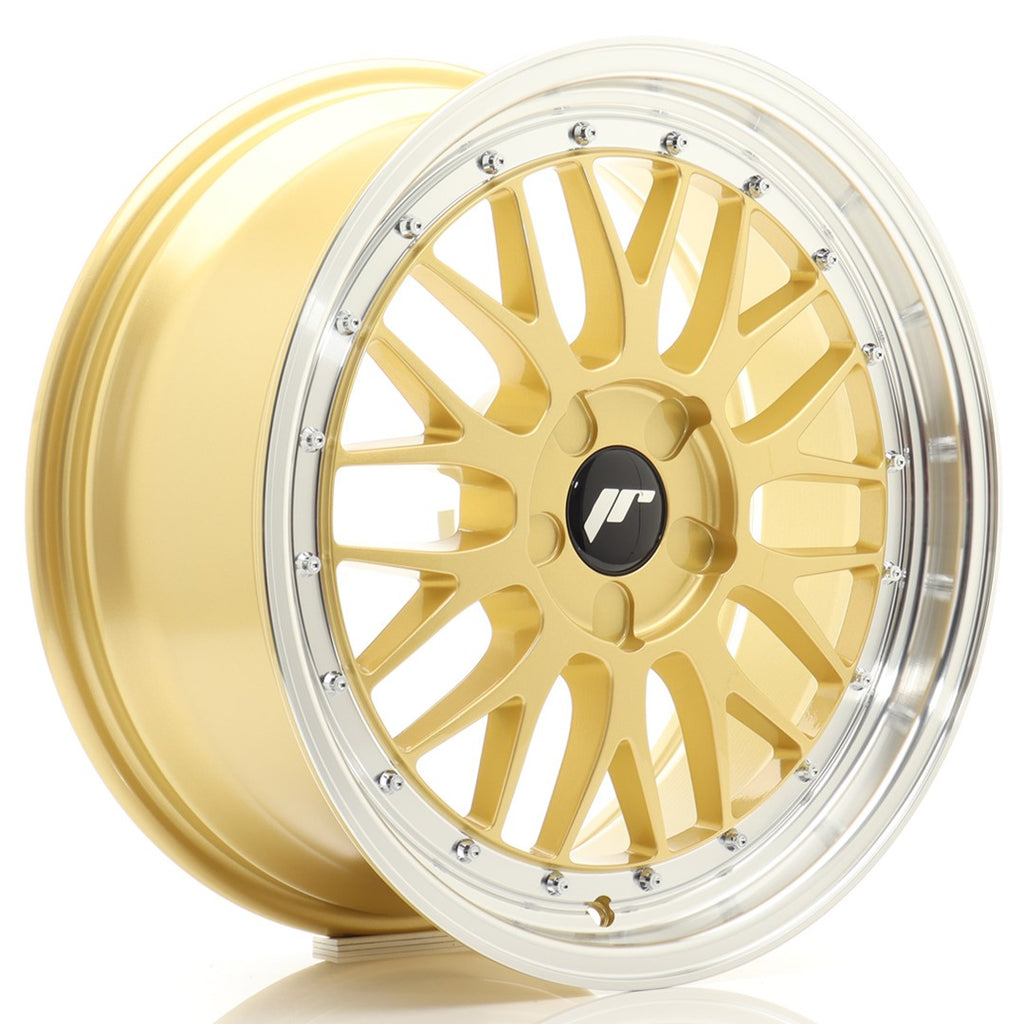 Cerchio in Lega JAPAN RACING JR23 18x8 ET20-42 5H con foratura su misura Gold w/Machined Lip