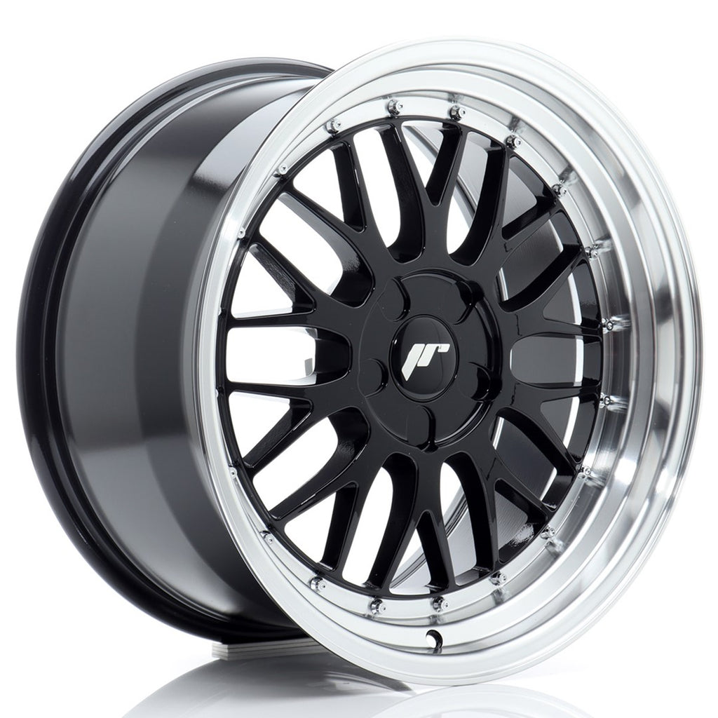 Cerchio in Lega JAPAN RACING JR23 18x9,5 ET20-48 5H con foratura su misura Gloss Black w/ Machined Lip