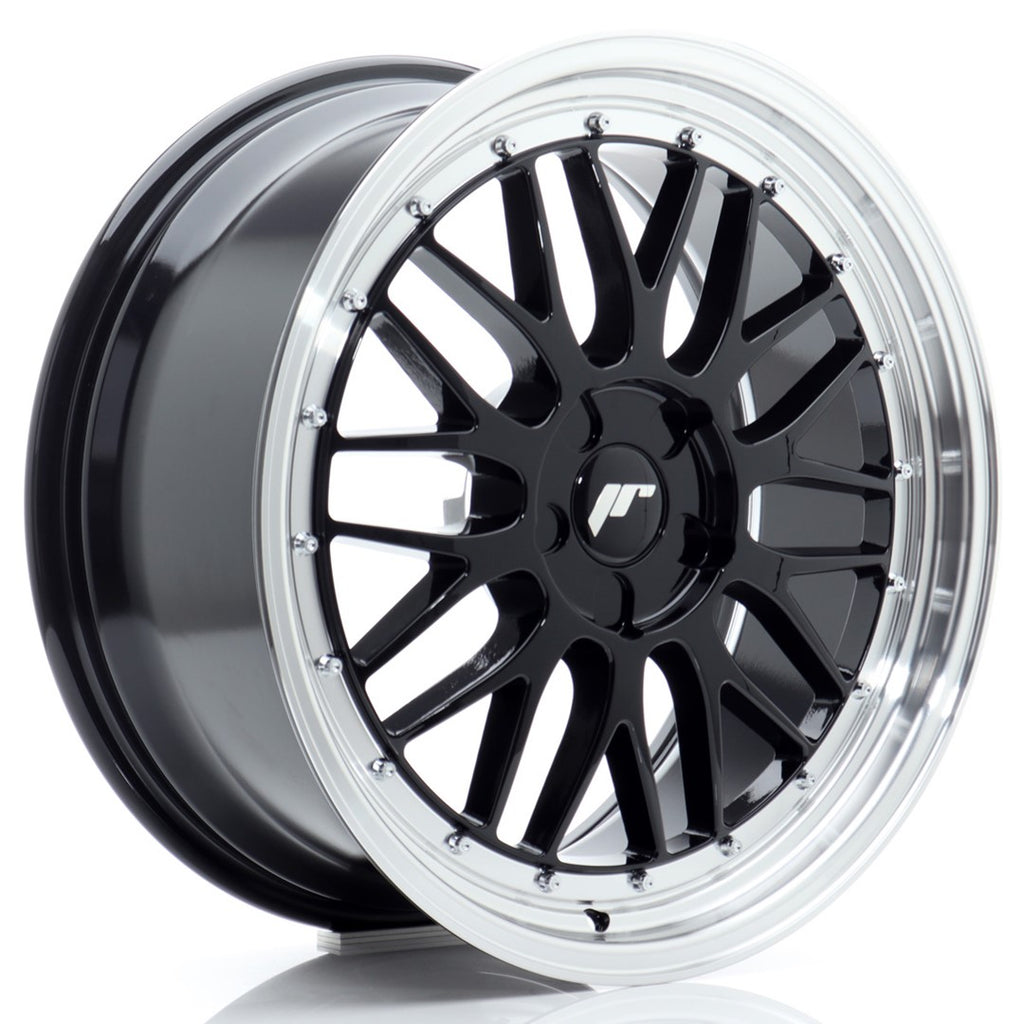 Cerchio in Lega JAPAN RACING JR23 19x8.5 ET20-45 5H con foratura su misura Gloss Black w/Machined Lip