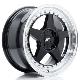 Cerchio in Lega JAPAN RACING JR6 17x8 ET20-35 4H con foratura su misura Gloss Black w/ Machined Lip