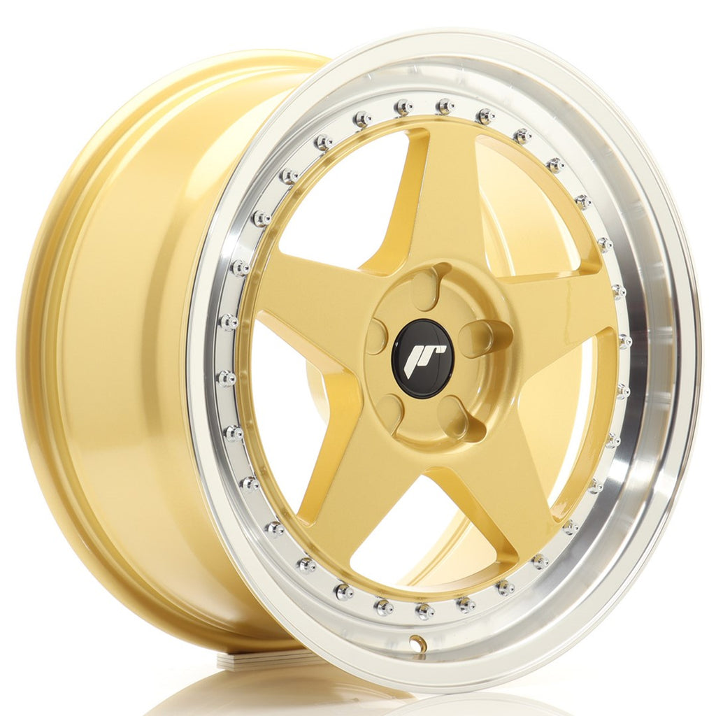 Cerchio in Lega JAPAN RACING JR6 18x8 ET20-35 5H con foratura su misura Gold w/ Machined Lip