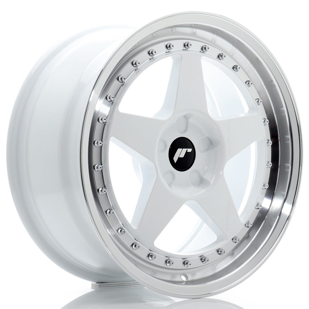 Cerchio in Lega JAPAN RACING JR6 18x8,5 ET20-40 5H con foratura su misura White w/ Machined Lip