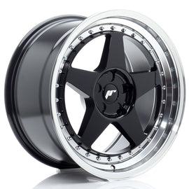 Cerchio in Lega JAPAN RACING JR6 18x9 ET20-35 5H con foratura su misura Gloss Black w/ Machined Lip